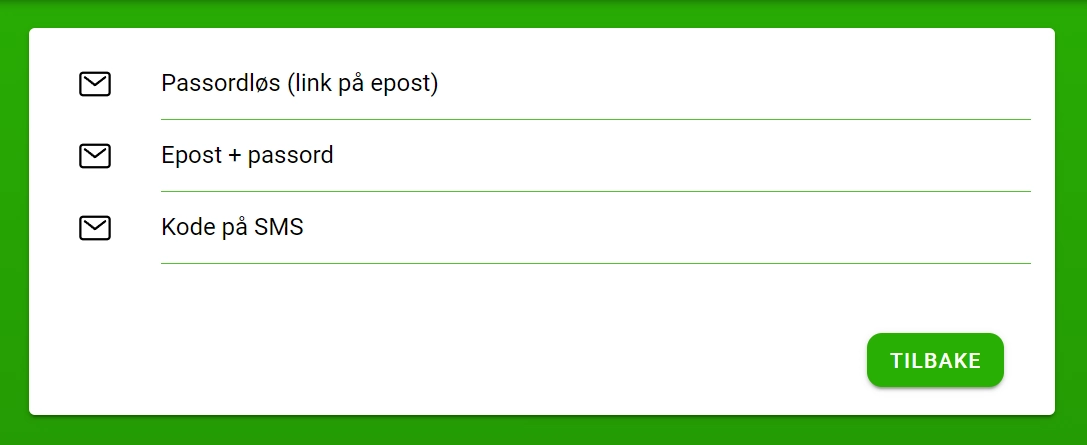 Skjermbilde fra appen